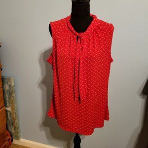 Liz Claiborne Red and White Dressy Tank Top Size XL